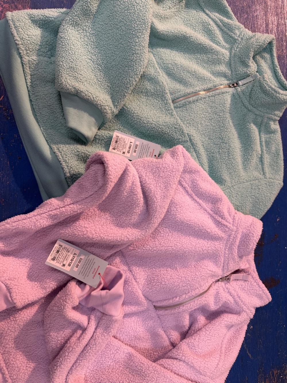 Cozy Sherpa Quarter-Zip Tops in Mint and Lilac Set for Kids
